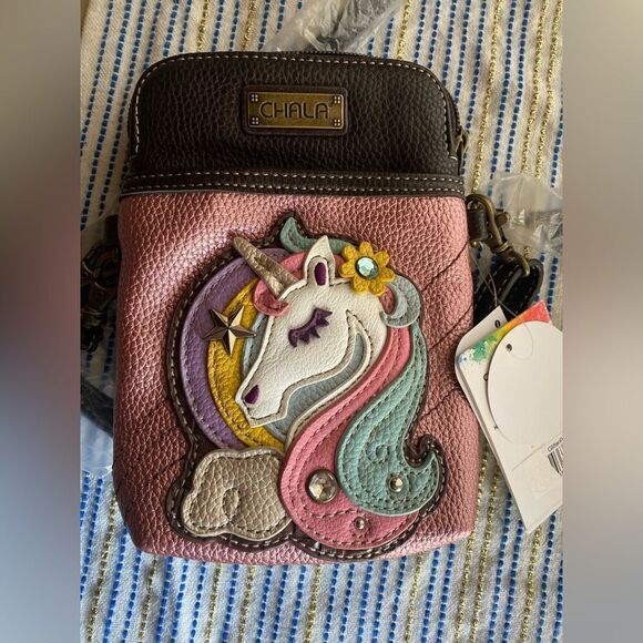 NEW CHALA  UNICORN PINK CELL PHONE CROSSBODY PURSE ADJUSTABLE STRAP - Picture 10 of 13
